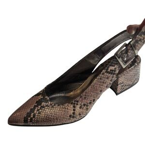 Dorothee Schumacher Snakeskin Leather Slingback Pumps Women’s Size 10 Point Toe